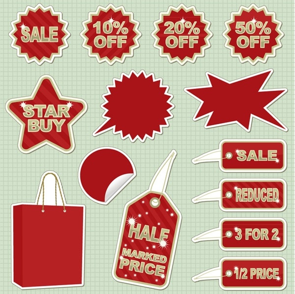 sticker sales discount theme icon vector