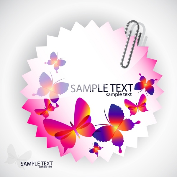 decorative clip label template elegant colorful butterflies sketch