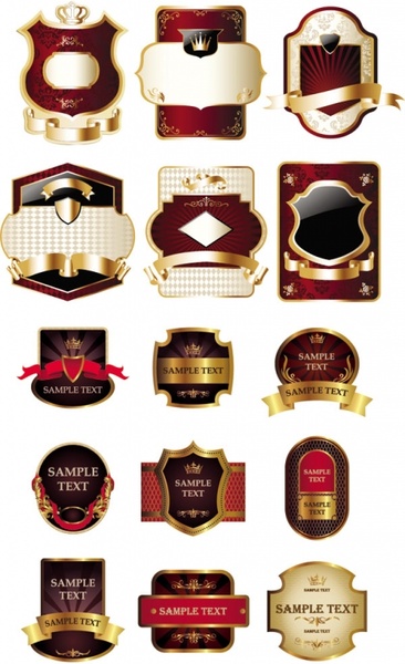 stickers and labels wine vector 3
