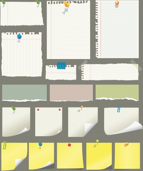 sticker notes icons colored blank design ragged curled