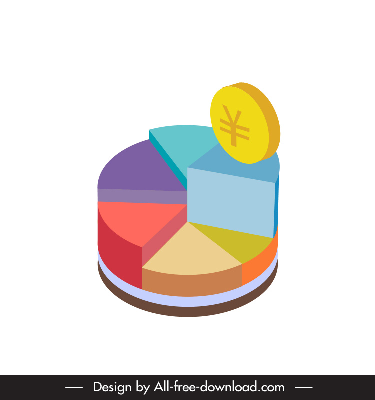 stock market pie chart icon 3d design