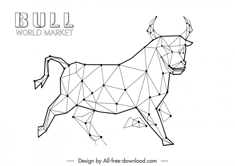 stock trade icon sign low polygonal buffalo sketch