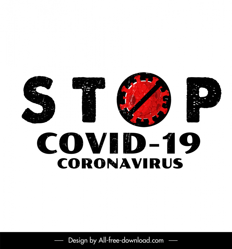 stop cornavirus banner flat retro