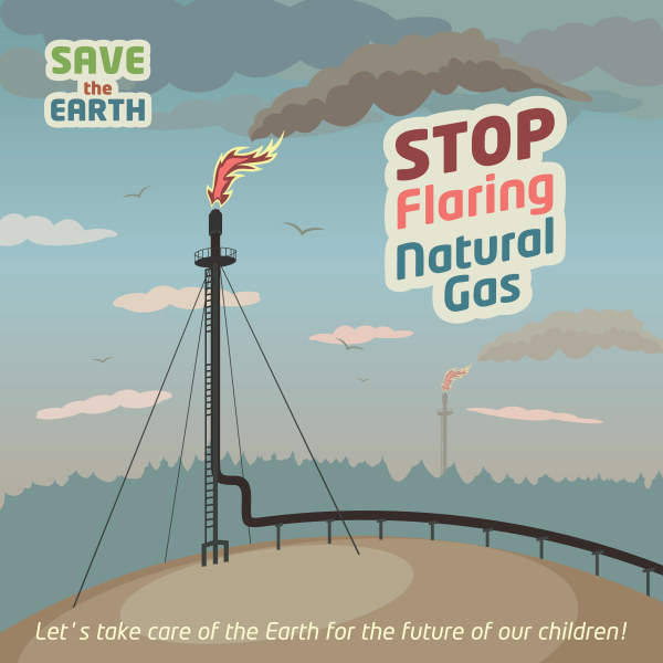 stop flaring natural gas poster vector