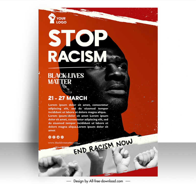 stop racism poster template modern realistic design
