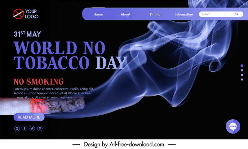 stop smoking landing page template modern dynamic dark design