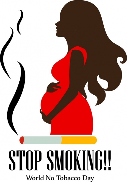 stop smoking poster pregnant woman silhouette icon design