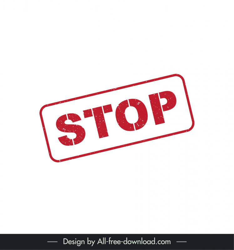 stop stamp template flat rectangle frame texts