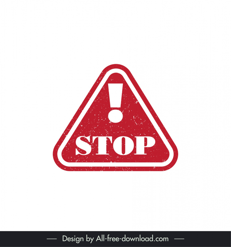 stop stamp template flat triangle shape exclamation sign 