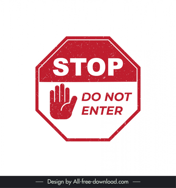 stop stamp template octangonal shape hand design