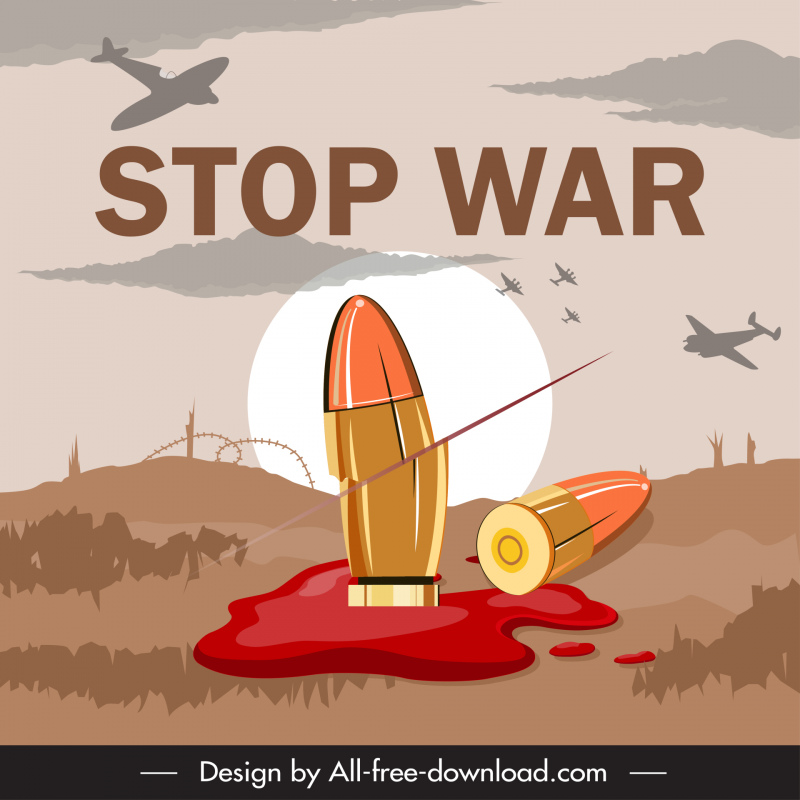 stop war banner damage bullet warhead aircraft battlefield sketch 