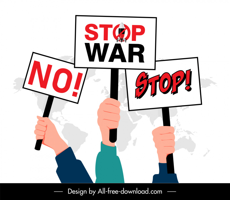 stop war banner template dynamic arms signboard world map