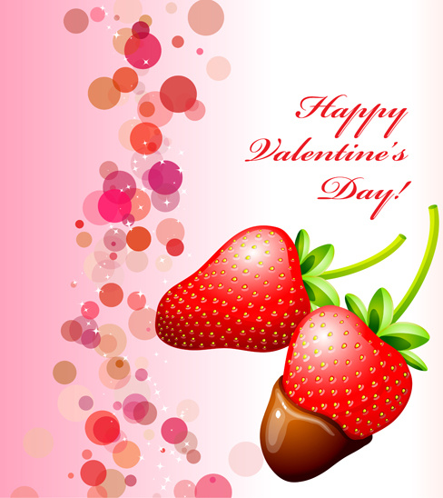 strawberries and chocolate valentine day background vector