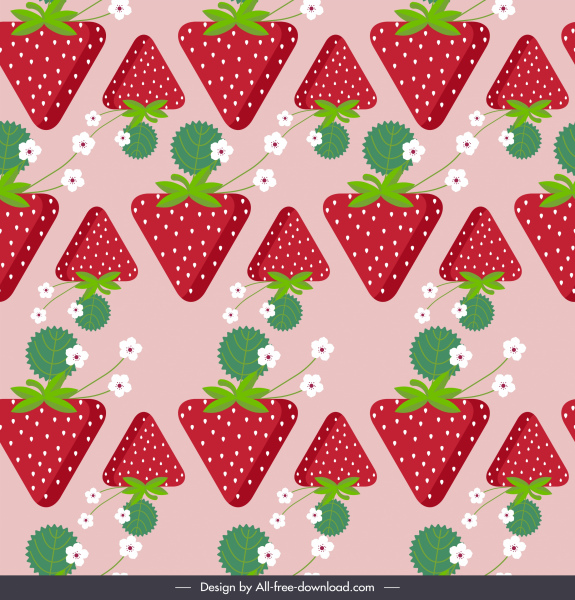 strawberries background colored flat repeating symmetric design