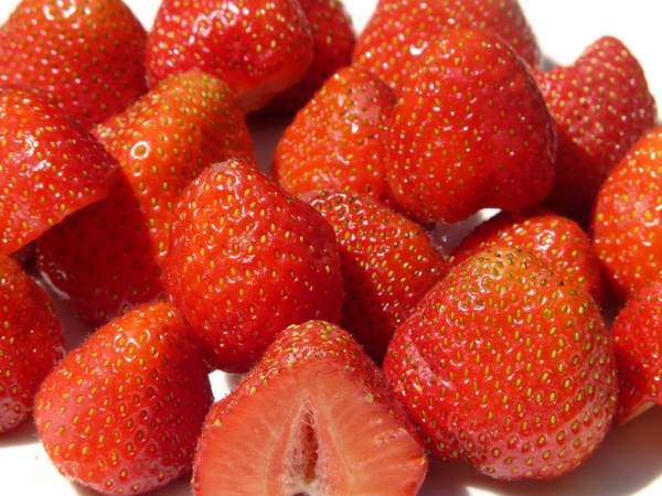 strawberries cut in half fruit