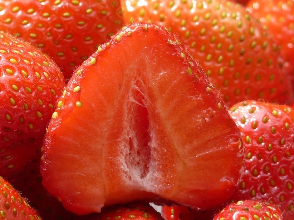strawberries cut in half fruity