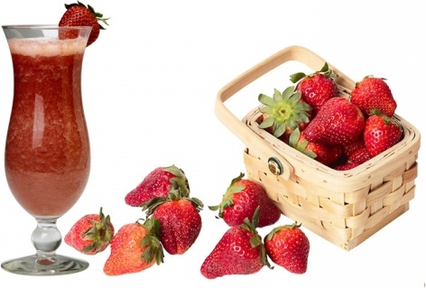 strawberries in basket and cup