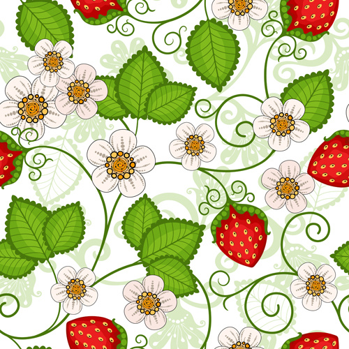 strawberries seamless pattern vector