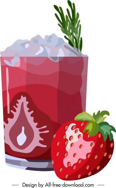 strawberry cocktail advertising background shiny colored flat decor