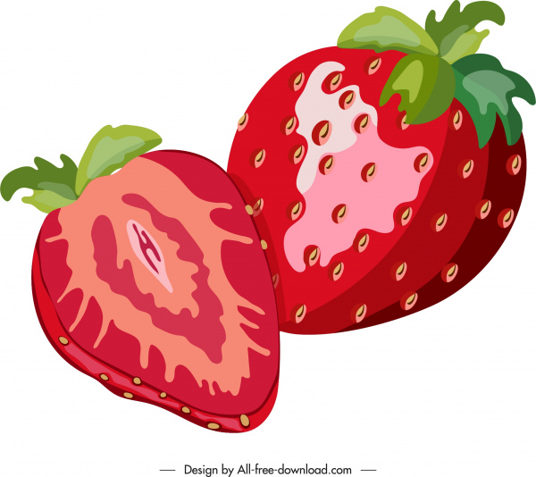 strawberry icon red shiny closeup design slice sketch