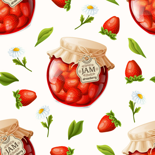 Strawberry jam seamless pattern vector Vectors graphic art designs in