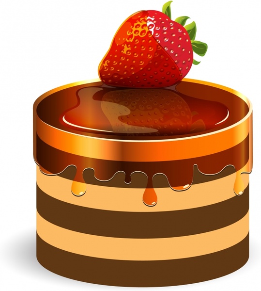 strawberry cake icon shiny modern 3d sketch