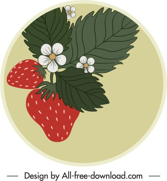strawberry label template flat classic handdrawn outline