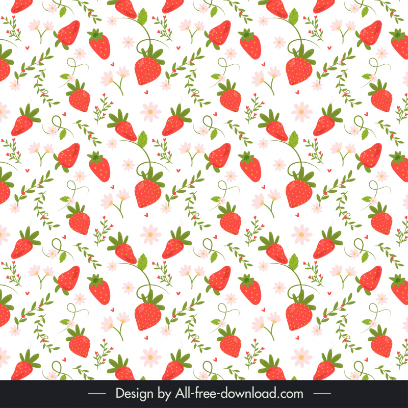 strawberry pattern template elegant flat repeating design
