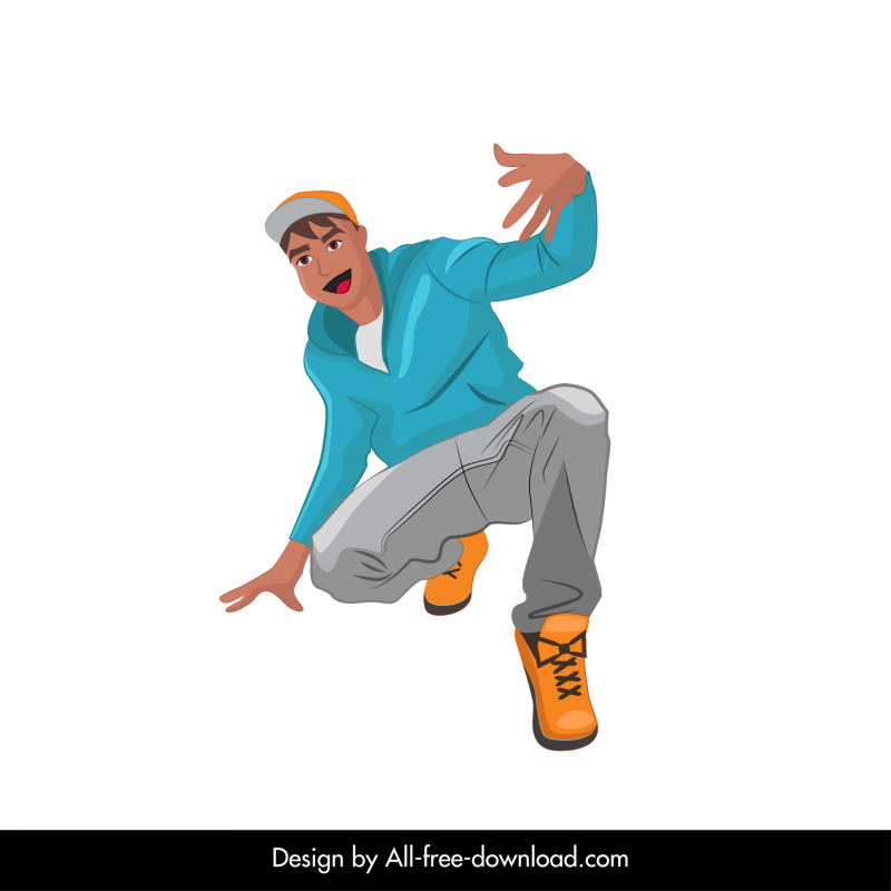 street dancer icon 3d dynamic cartoon character sketch