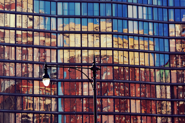 street lamp and reflections chicago 