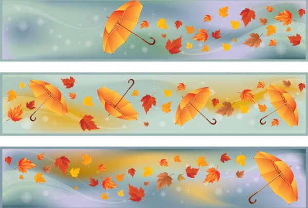 autumn background templates dynamic leaves umbrella sketch
