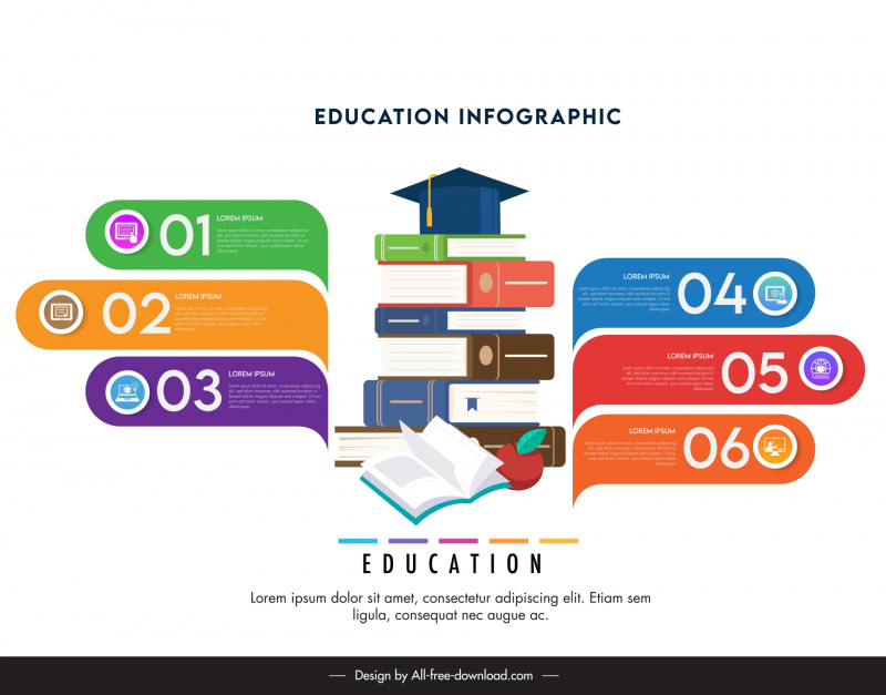student infographics design elements book stacks school elements