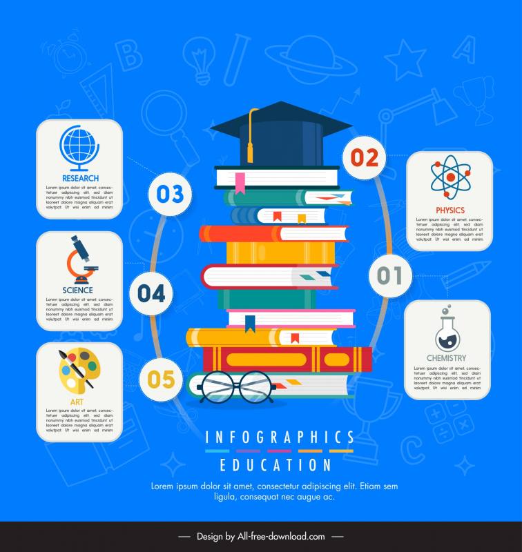  student infographics template books stack school elements