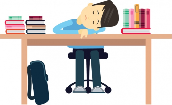 student sleeping vector