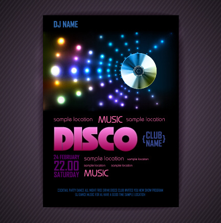 stylish disco party poster cover vector