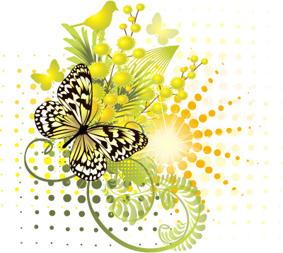 Download Stylish floral background with butterfly vector Free ...