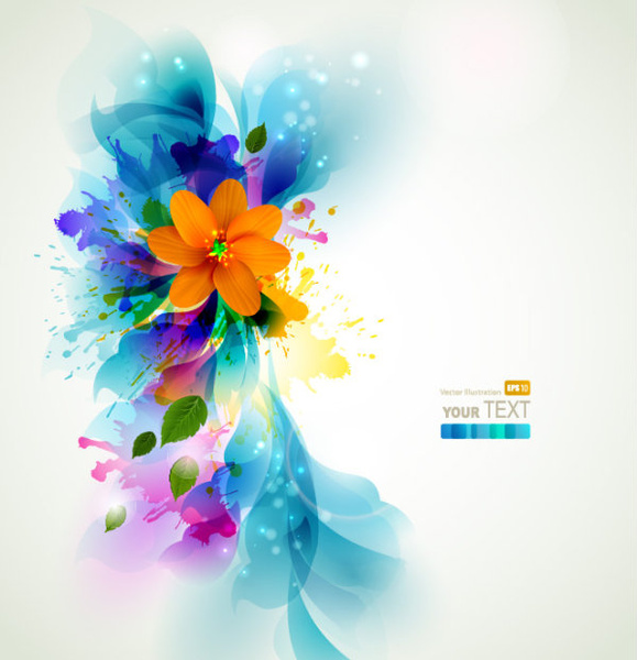 stylish shiny flower art background vector 