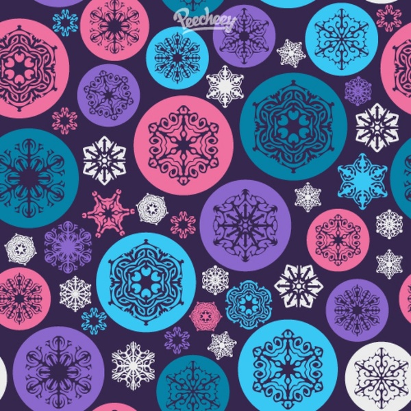 stylized snowflakes on seamless background