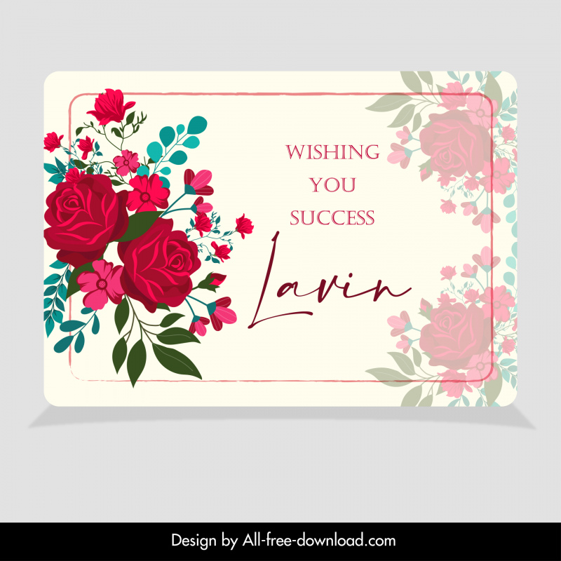 success wishing card template elegant flora decoration