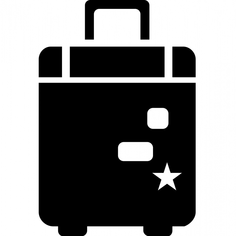 suitcase rolling sign icon flat contrast black white silhouette outline