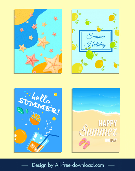 summer backgrounds templates bright colorful flat decor