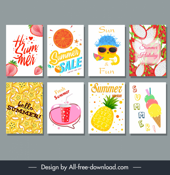 summer backgrounds templates colorful emblem decor