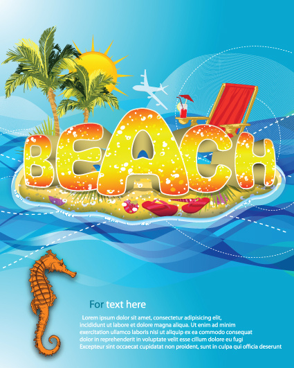 summer beach elements vector backgrounds art