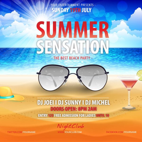 summer beach party poster creative design vector