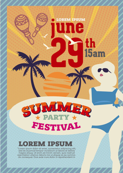 summer beach party vintage poster vectors