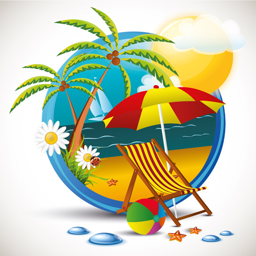 summer beach travel emblems
