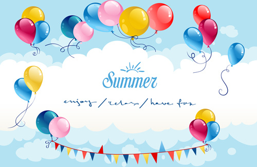 summer colored balloons vector card