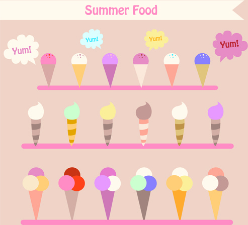 summer cute ice cream vector