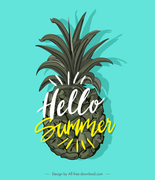 summer design element pineapple icon calligraphic decor