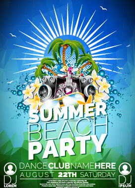 Summer disco night party flyer Vectors graphic art designs in editable ...